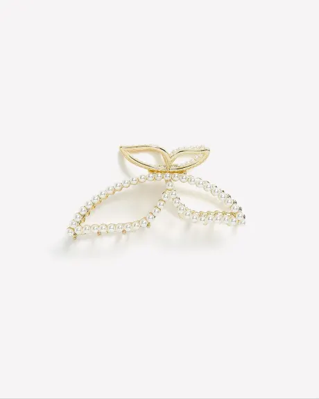 Fancy Golden Butterfly Hair Claw with Pearls