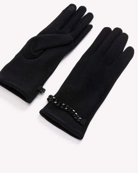 Black Scuba Gloves with Decorative Wrist Chain