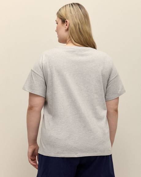 Haut de pyjama gris à manches courtes avec imprimé de Snoopy