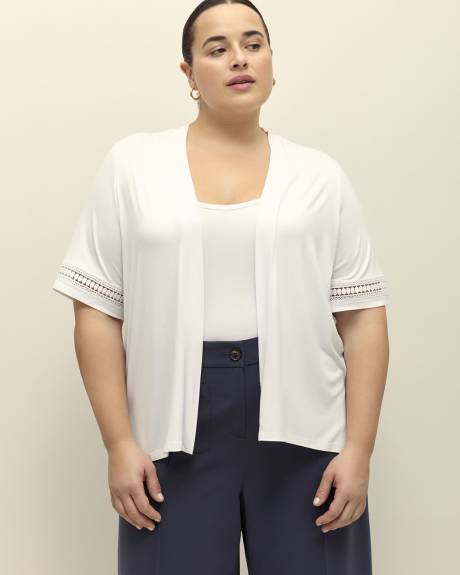 Cardigan ouvert à manches courtes avec détail décoratif