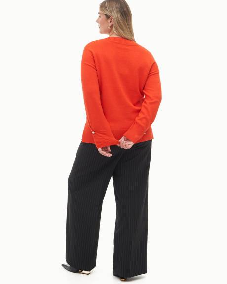 Coloured V-Neck Boxy Sweater - Addition Elle
