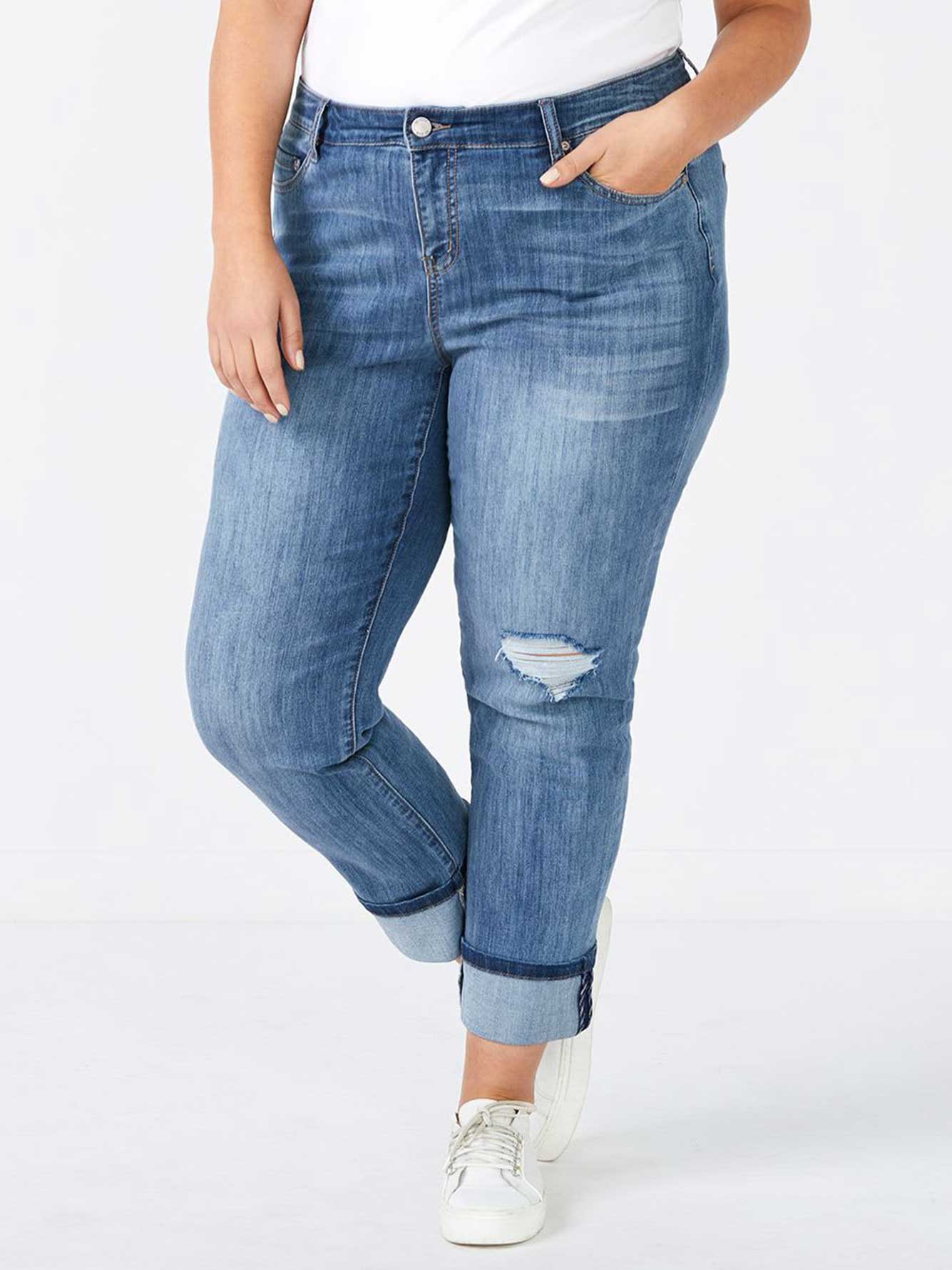distressed boyfriend jeans