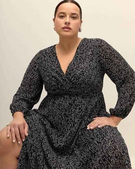Knotted V-Neck Dress with Sharkbite Hem - Addition Elle