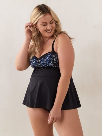 Sweetheart Swimdress With Placement Print - In Every Story