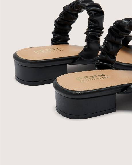 Extra Wide Width, Pleated Two-Band Slide Sandal