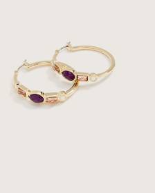 Single Hoop Earrings with Coloured Stones