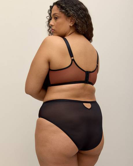 Culotte échancrée en maille noire avec ruban croisé - Déesse Collection