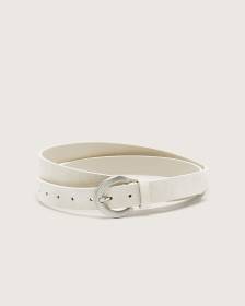 Beige Belt with Brushed Nickel Buckle