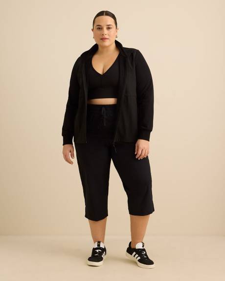 4-Way Mixed Media Mock Neck Long Sleeve Zipped Jacket - Active Zone