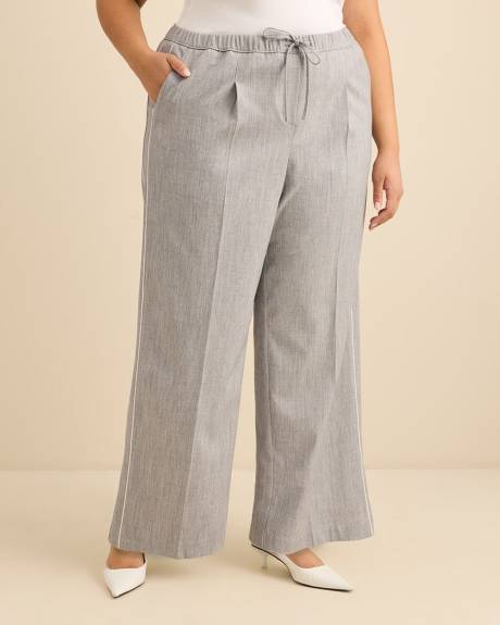 Heathered Pull-On Wide-Leg Pant