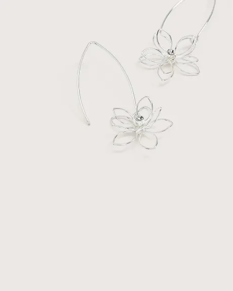 Silver Drop Floral Earrings - Addition Elle