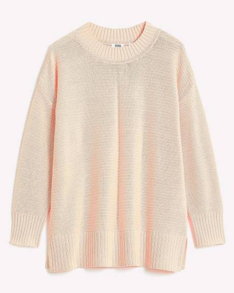 Cotton Sweater with Ottoman Stitches