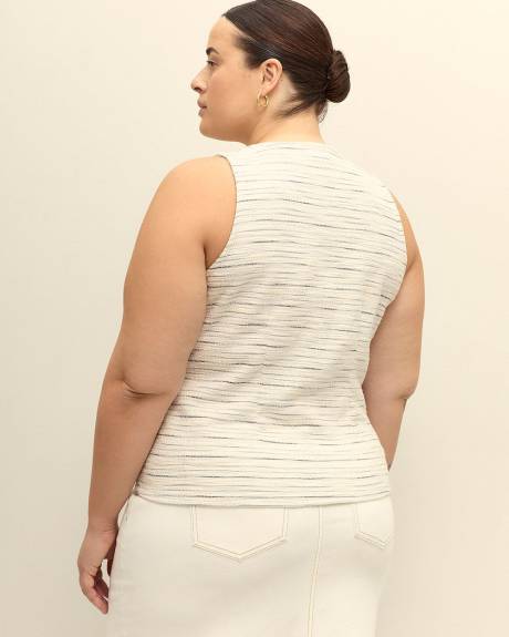 Striped Textured Buttoned-Down Sleeveless Vest