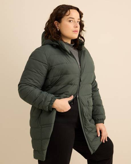 Long Packable Jacket with Removable Hood