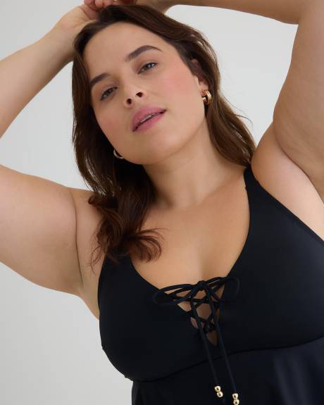 Lace-Up Tankini Swim Top