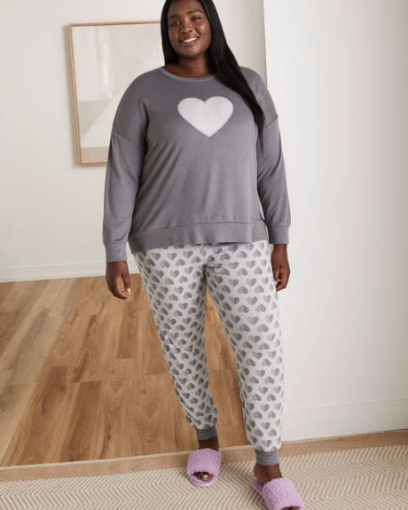 Knit Pyjama Top with Heart Appliqué - tiVOGLIO