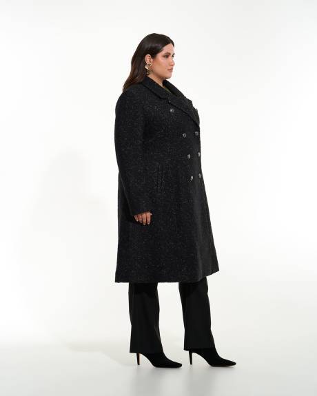 Long Black & White Military Wool Coat - Addition Elle