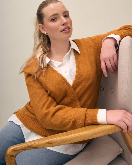 Wrap-Front Sweater with Scalloped Hem