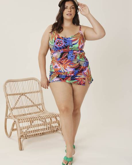 Jupe-maillot taille basse, motif tropical - Bleu Rod Beattie
