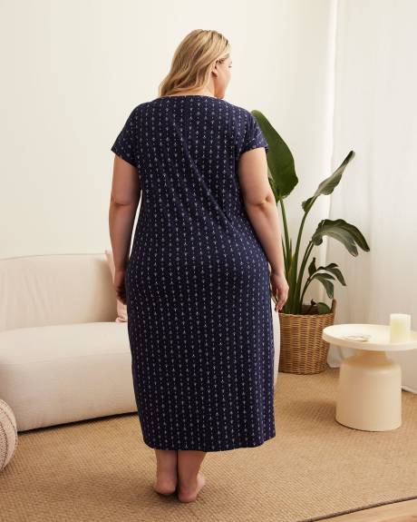 Medallion-Print Long Knit Sleepshirt - ti Voglio