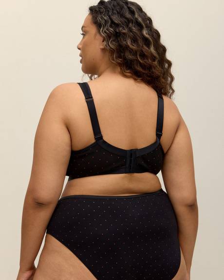 Dotted Cotton Soft Cup Wireless Bra with Lace and Mesh Insert - ti Voglio