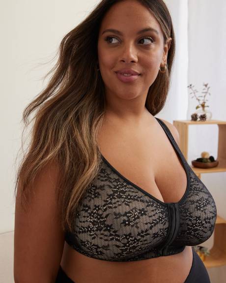 Soutien-gorge en dentelle noire avec fermeture avant, sans armatures - ti Voglio