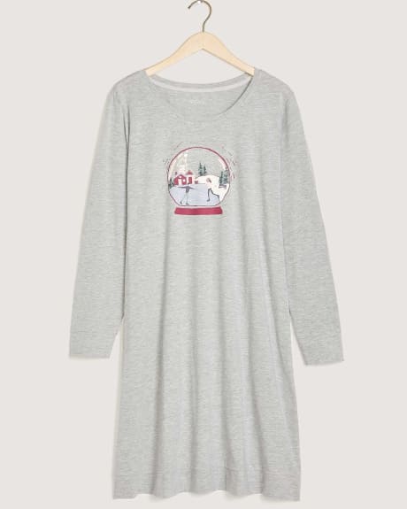 Long-Sleeve Sleepshirt In Heather Jersey - tiVOGLIO