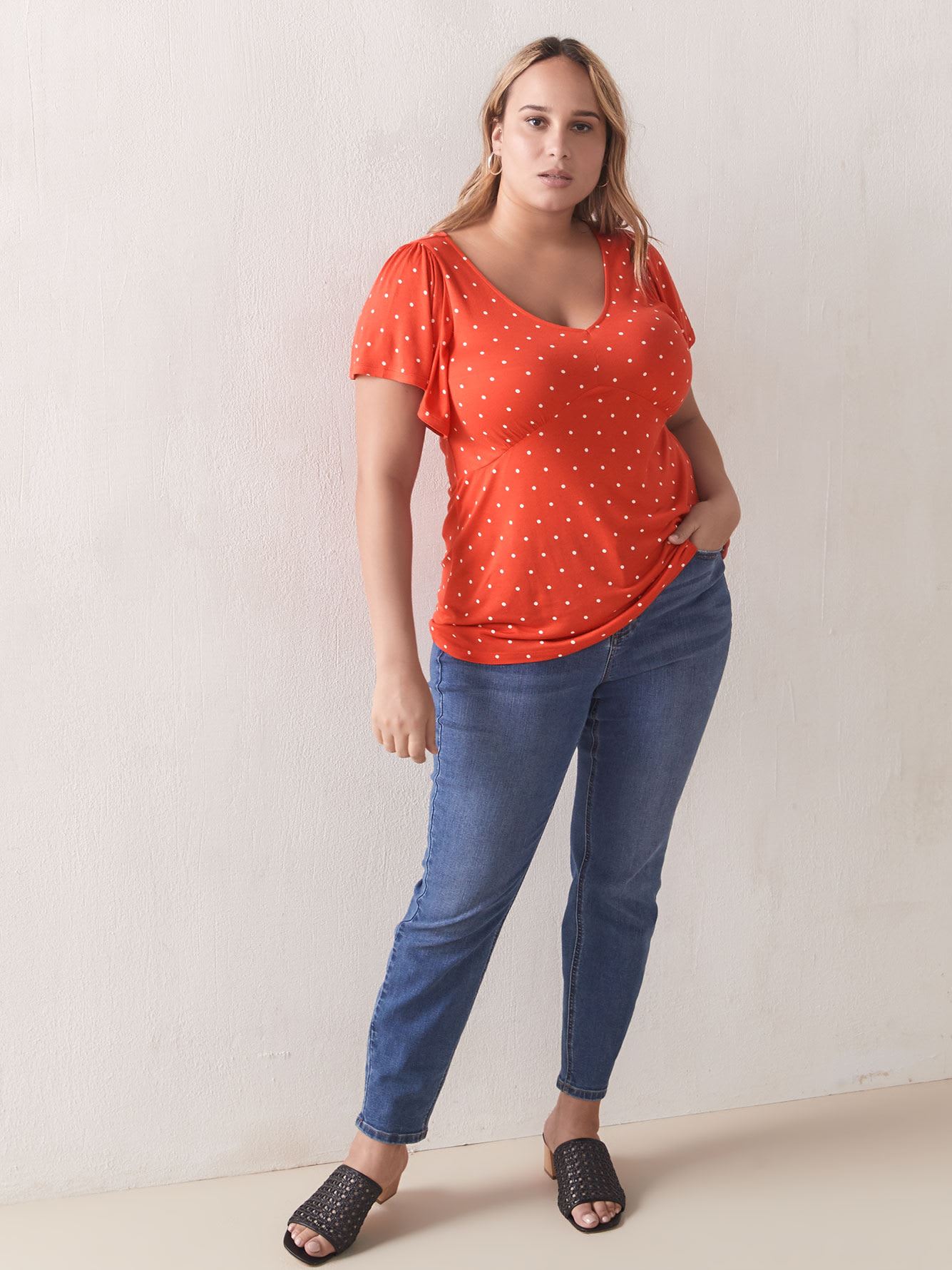 Printed Short Sleeve Empire Cut Top Addition Elle Penningtons