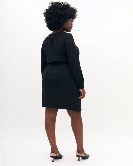 Black Woven Dress with Knotted Waist - Addition Elle