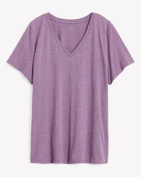 Boyfriend-Fit Short-Sleeve V-Neck Tee