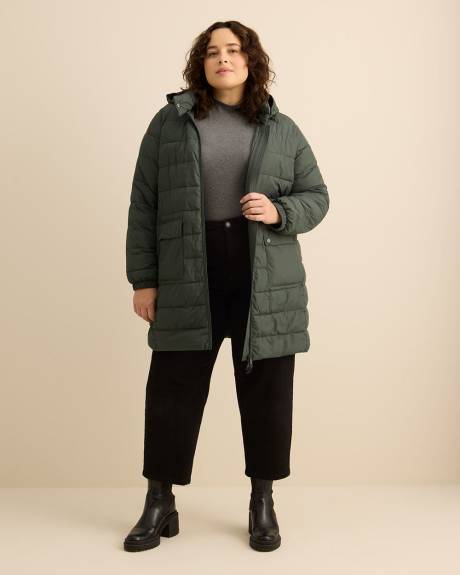 Long Packable Jacket with Removable Hood