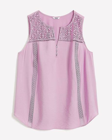 Sleeveless Long Split Neck Blouse