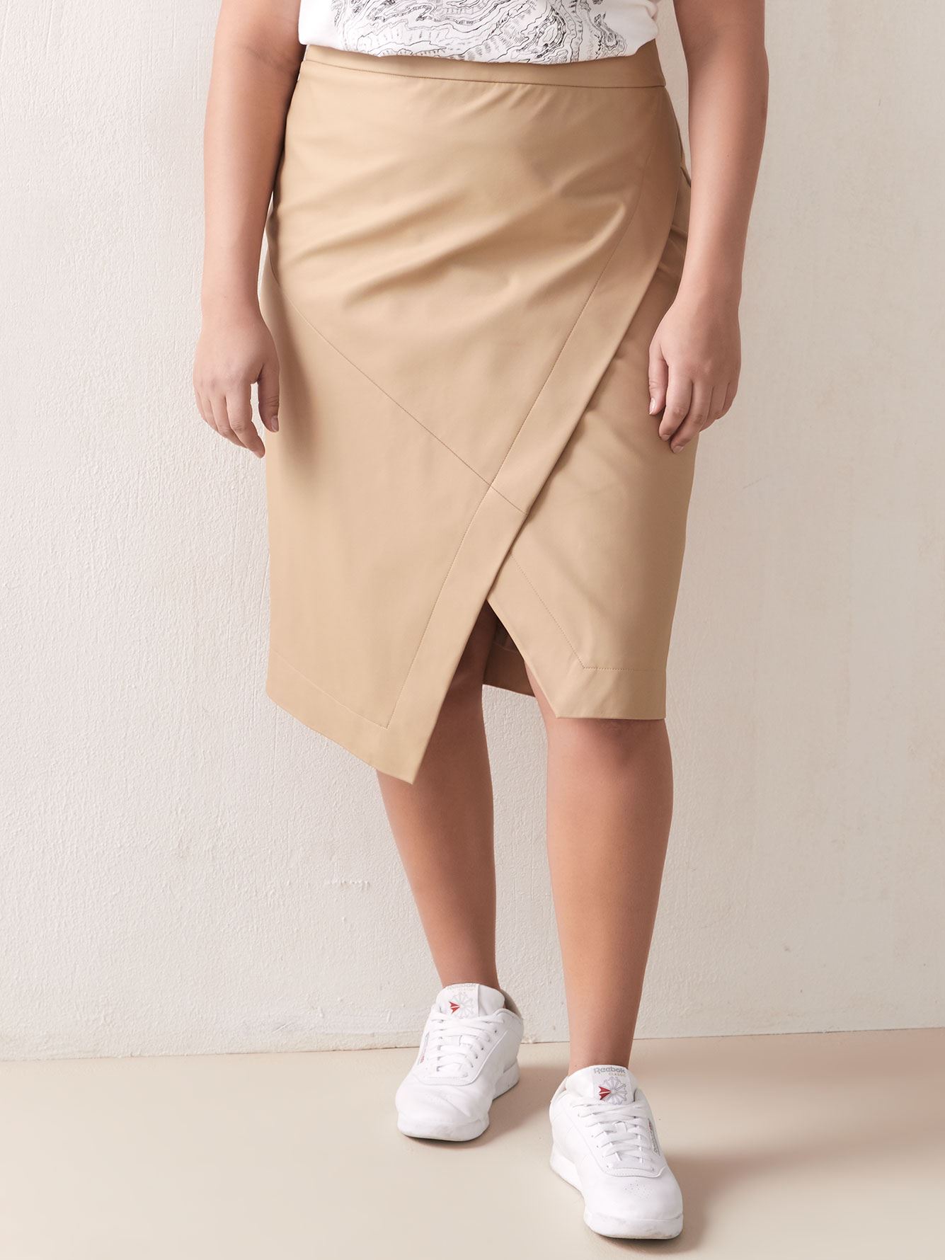 High-Waist Faux-Wrap Skirt - Addition Elle | Penningtons