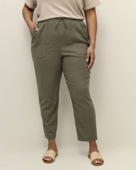 Linen Blend Tapered Leg Pant