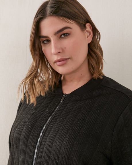 Metallic Bomber Jacket With Zipper Closure - In Every Story