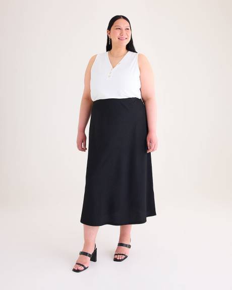 Black Textured Knit Midi Skirt