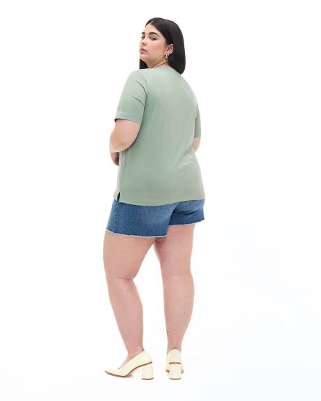 Knit Top with Buttons at Shoulders - Addition Elle