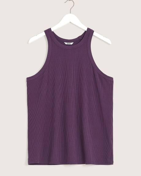 Sleeveless Rib Knit Halter Tank Top