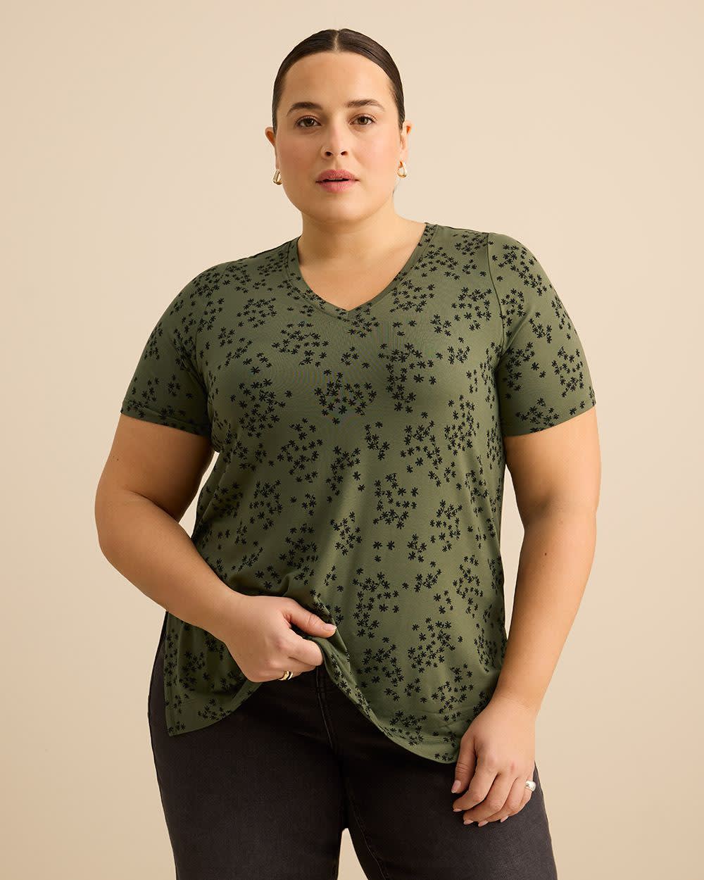 Tunique &agrave; col en V et manches courtes - Essentiels PENN.