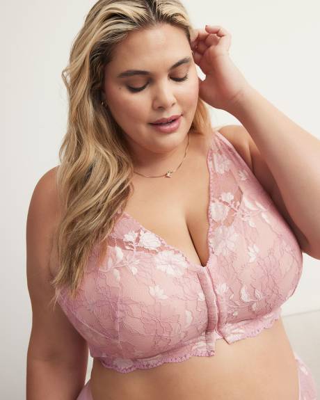 Front-Closure Wirefree Bra with Two-Tone Lace - ti Voglio