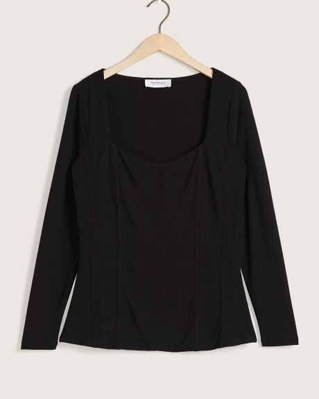 Long-Sleeve Top with Sweetheart Neckline - Addition Elle