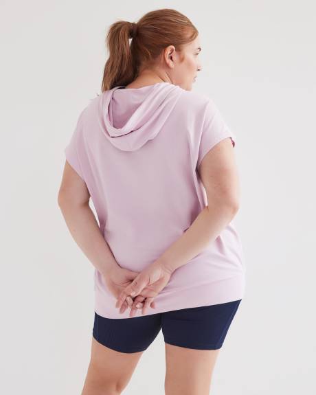 Short-Sleeve Hooded Top with Keyhole - Active Zone