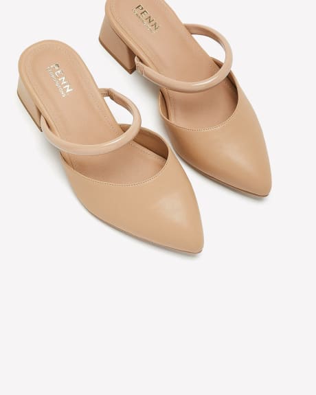 Extra Wide Width, Block Flared Kelly Heel Shoe with Pointy Toe