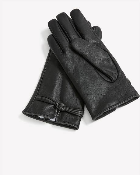 Gants en cuir avec détail torsadé au poignet