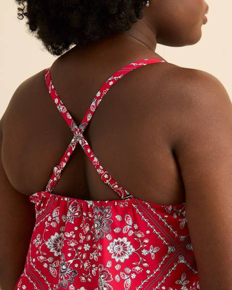 Haut tankini imprim&eacute; flatteur &agrave; bretelles convertibles