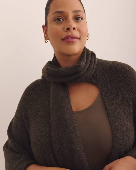 Brown Knitted Cape with Scarf
