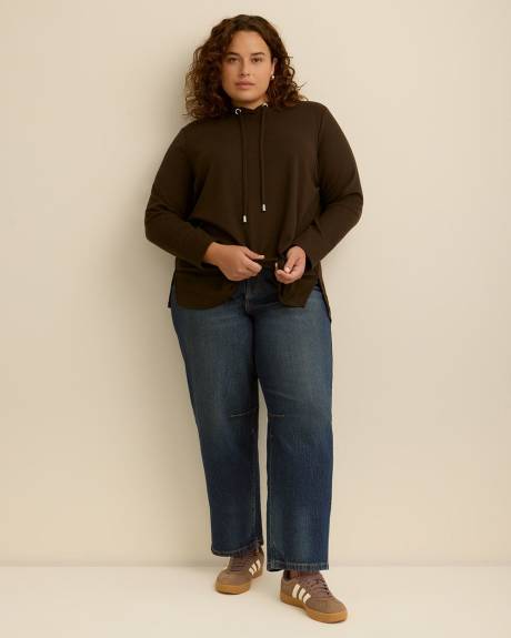 Long-Sleeve Waffle Knit Hoodie