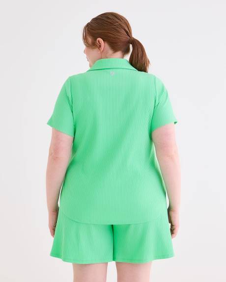 Wide Rib Short-Sleeve Collared Top - Active Zone