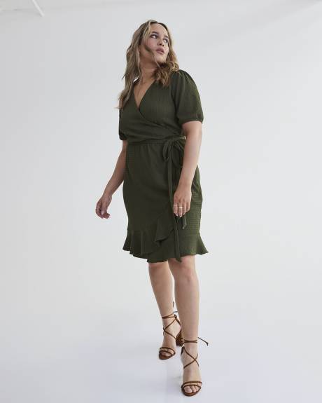 Short-Sleeve Wrap Dress - Addition Elle