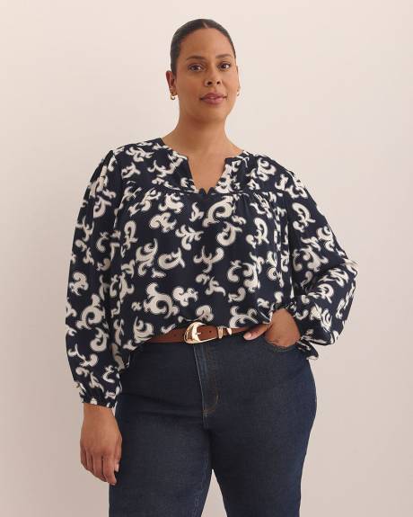 Blouse à manches longues bouffantes, tissu responsable